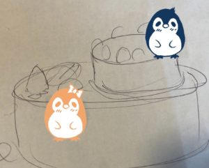 2段のウェディングケーキのデザイン図